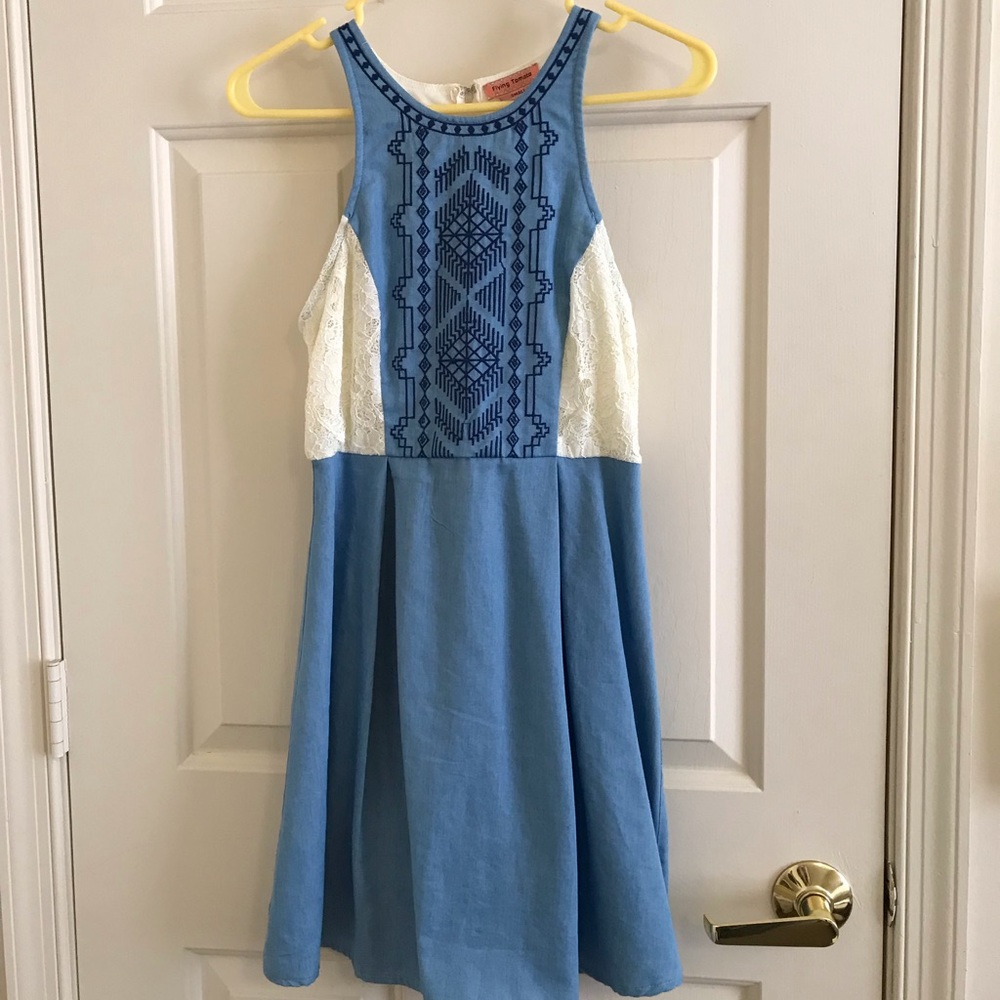 Blue and Cream Lace Dress